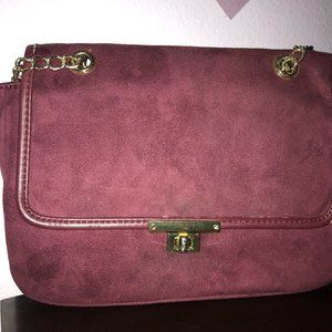 Burgandy Velvet Crossbody Bag